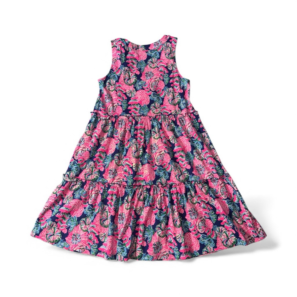 Lilly Pulitzer Lorina V-Neck Dress Oyster Bay Navy Shroom with View Sz Small NWT - Picture 3 of 12